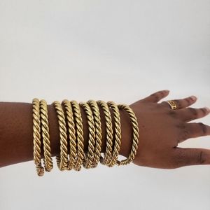 100% Raw Brass Rope Bangles ( Set of Five)